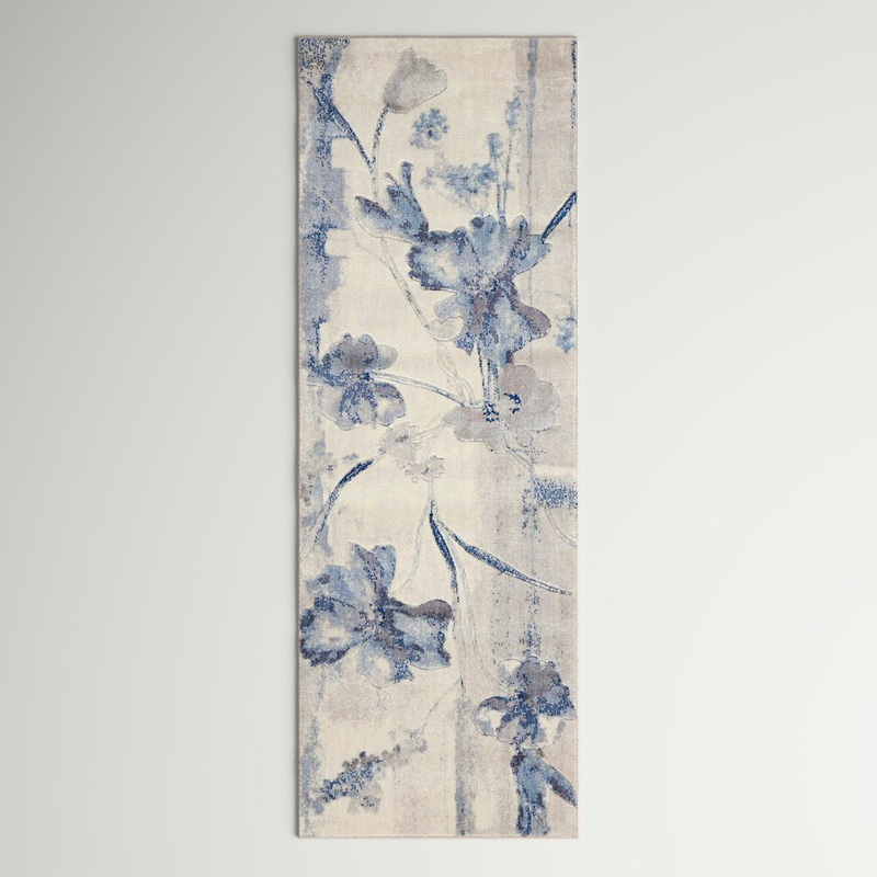 Arnim Floral Blue/Ivory Area Rug Lark Manor Rug Size: Runner 2’3″ x 8′