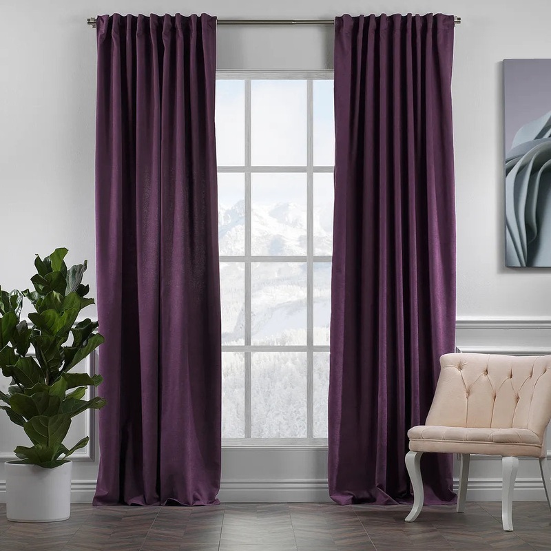 Extra wide x Extra Long Custom Made DecorativeSinglePanel Lilijan Home & Curtain Curtain Color: Purple Size per Panel: 100″ W x 168″ L