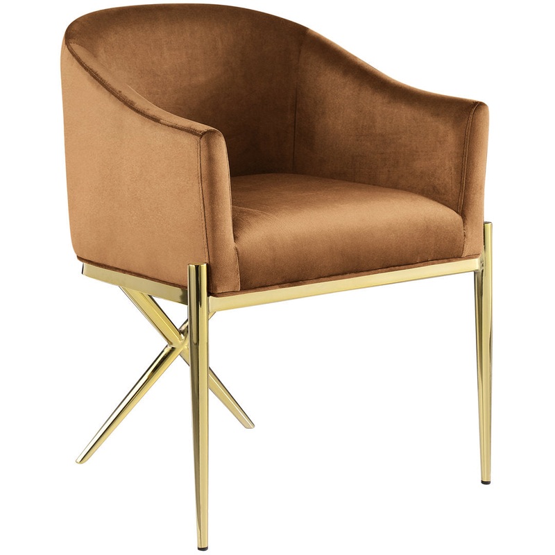 Niko Upholstered Dining Chair Willa Arlo Interiors Upholstery Color: Brown, Leg Color: Gold
