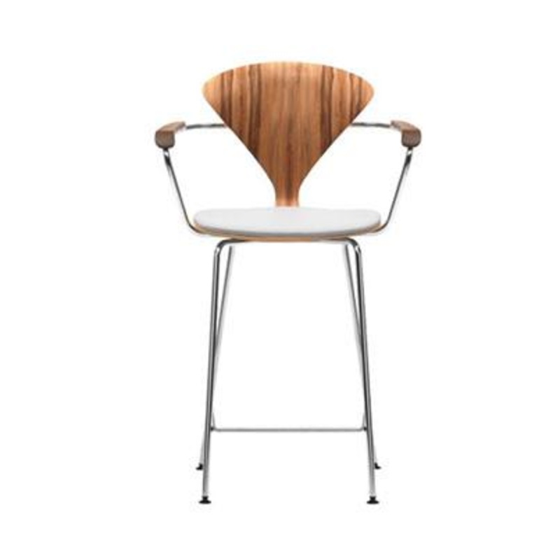 Cherner Metal Leg Stool With Arms & Upholstered Seat