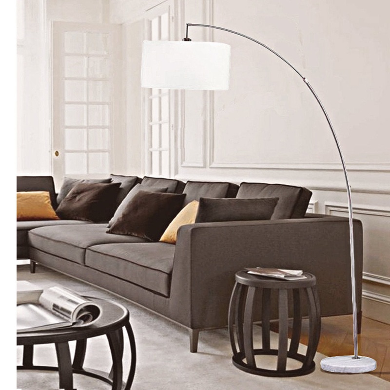 Hartington 77″ Arched Floor Lamp Brayden Studio Base Color: White, Shade Color: White