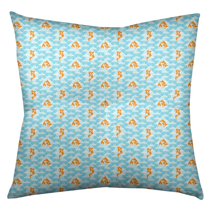 Katelyn Elizabeth Koi Fish Waves Floor Pillow ArtVerse Color: Teal Size: 26 x 26