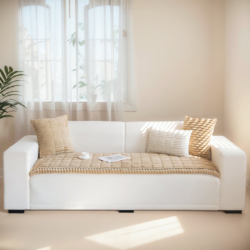 Luxury Soft Faux Fur Sofa Cover,Thick Shaggy Plush Slipcover, Non-Slip- Versatile Use As Sofa Pad, Bay Window Mat, Headboard Cover, Tatami, Pet Cushion Ebern Designs Size: 1.2″ H x 59.05″ W x 27.5″ D Fabric Type: Light Coffee Corduroy Polyester