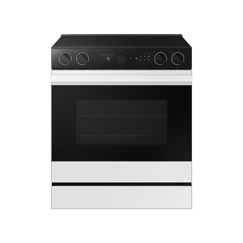 Samsung NSE6DB870012 Bespoke 6.3 Cu. Ft. Smart Slide-In Electric Range With Smart Oven Camera & Illuminated Precision Knobs In White Glass