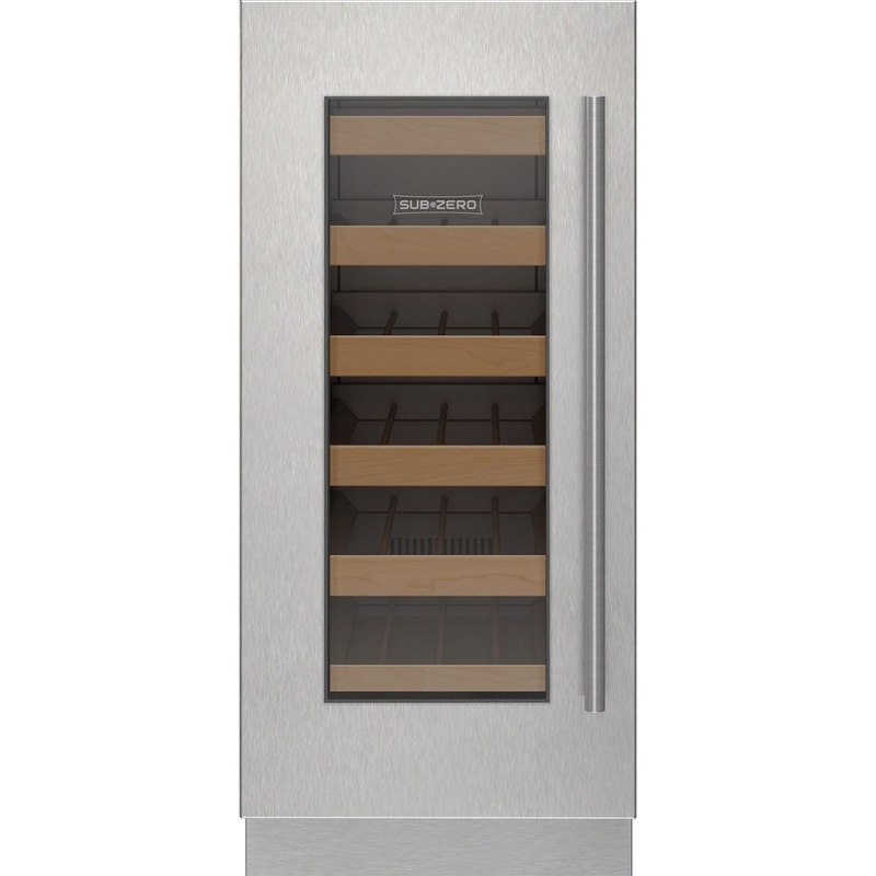 Sub-Zero 9029158 Stainless Steel Glass Door Panel With Lock – Tubular Handle, Left Hinge