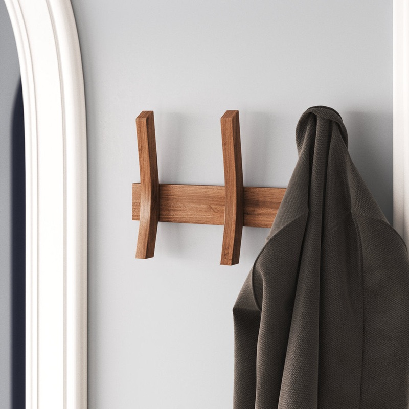 Algarin Mid Century Coat Rack With 3 Wooden Hooks – Black Wade Logan Color: Walnut