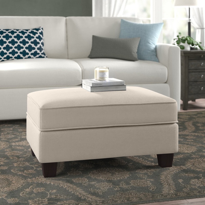 Alitza 34.49” Wide Rectangle Storage Ottoman Wade Logan Body Fabric: Cream