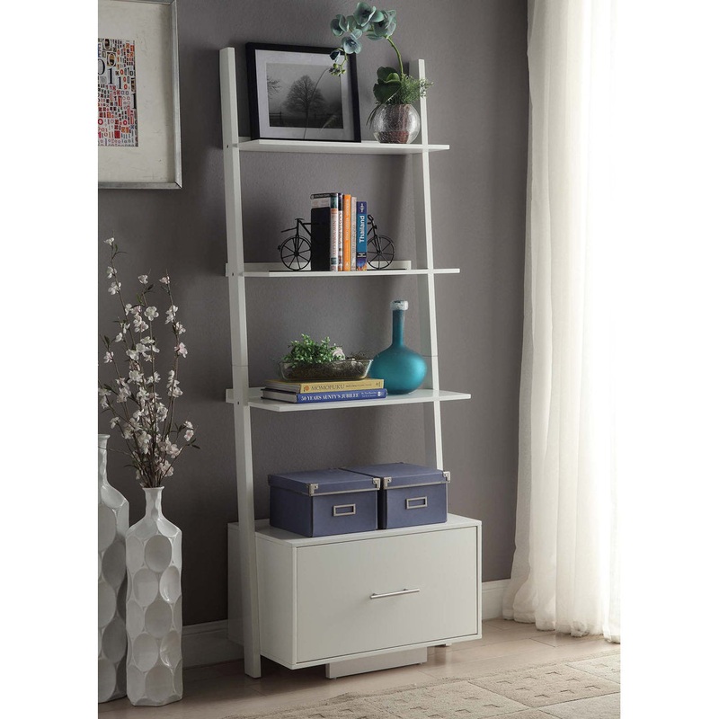 69” H x 24.75” W Solid Wood Ladder Bookcase Ebern Designs Color: White