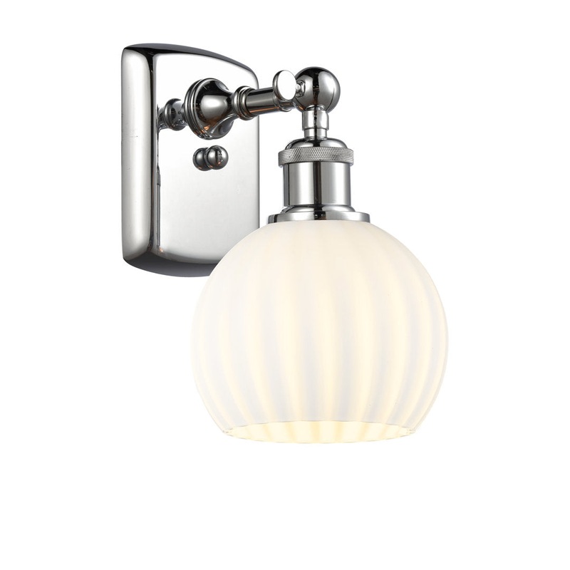 Ballston White Venetian 1 Light Sconce Longshore Tides Size: 9″ H x 6″ W x 7.13″ D Fixture Finish: Polished Chrome