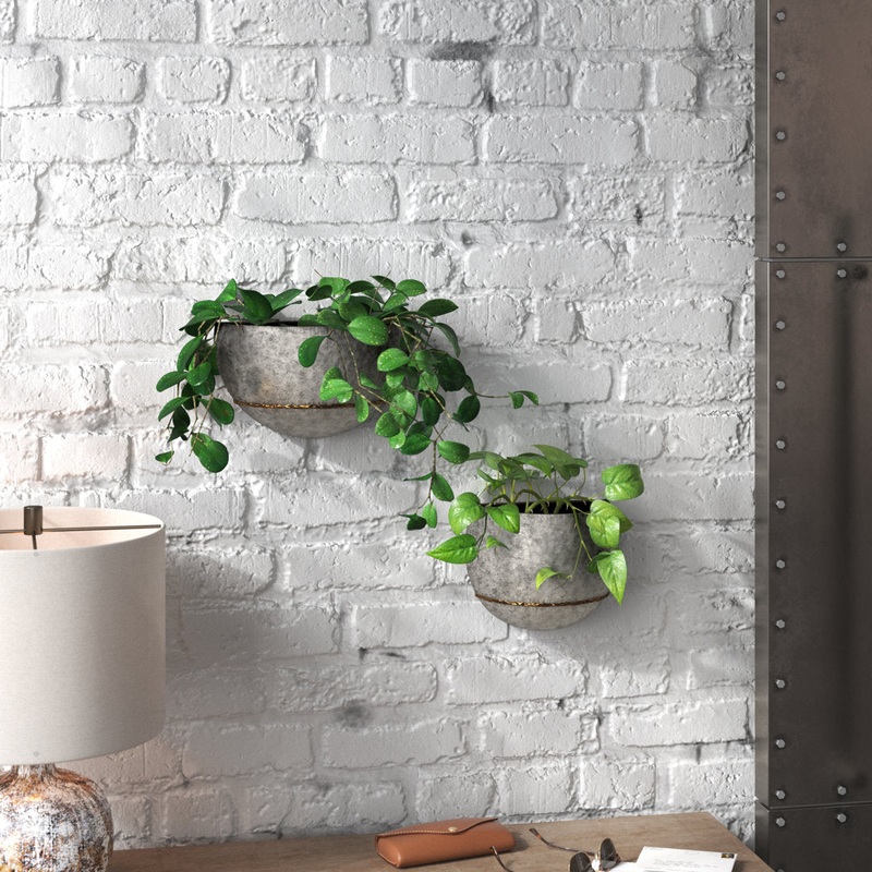 Clarence 2-Piece Resin Indoor/Outdoor Wall Planter Set Steelside