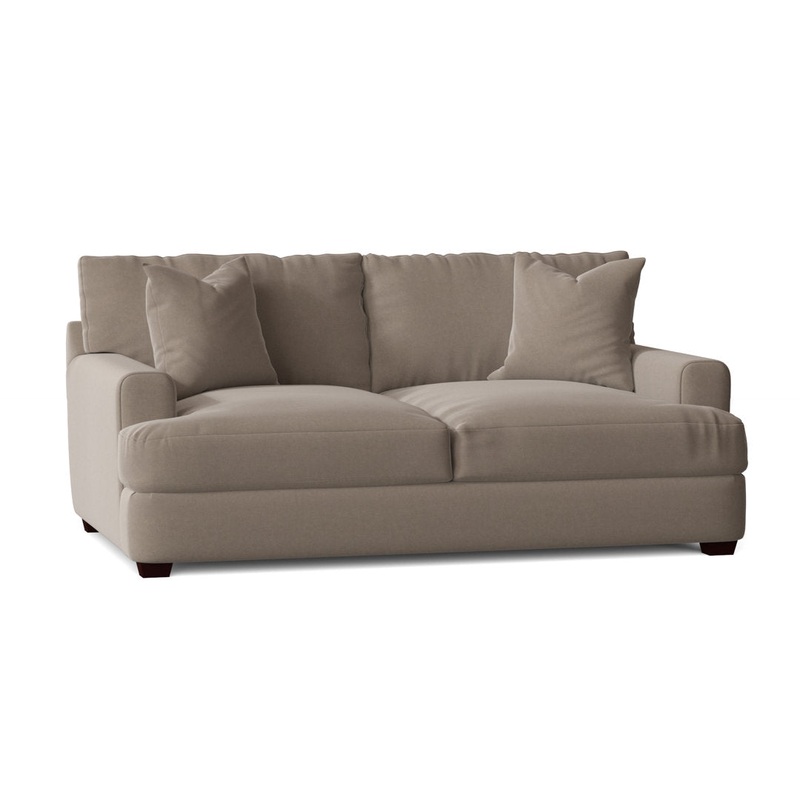 Emilio 65″ Recessed Arm Loveseat With Reversible Cushions Wayfair Custom Upholstery Fabric: Classic Smoke Twill