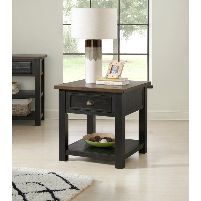 Holliman End Table with Storage Lark Manor Color: Black/Brown