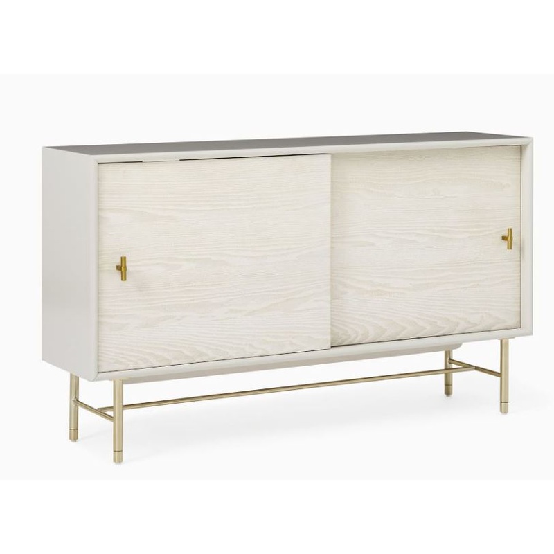 Modernist Wood and Lacquer Shallow Media Console