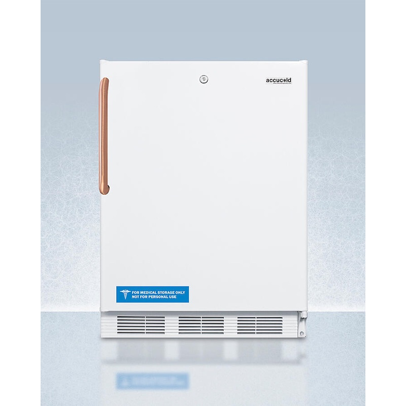 Summit FF7LWBITBCADA Ada Compliant Built-In Undercounter All-Refrigerator For General Purpose Or Commercial Use, With Pure Copper Handle, Lock, Auto Defrost Operation, And White Exterior