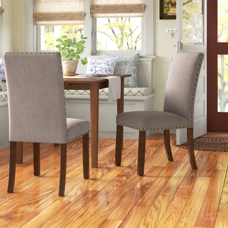 Bontrager Linen Dining Room Parsons Chair (Set of 2) Andover Mills Upholstery Color: Taupe