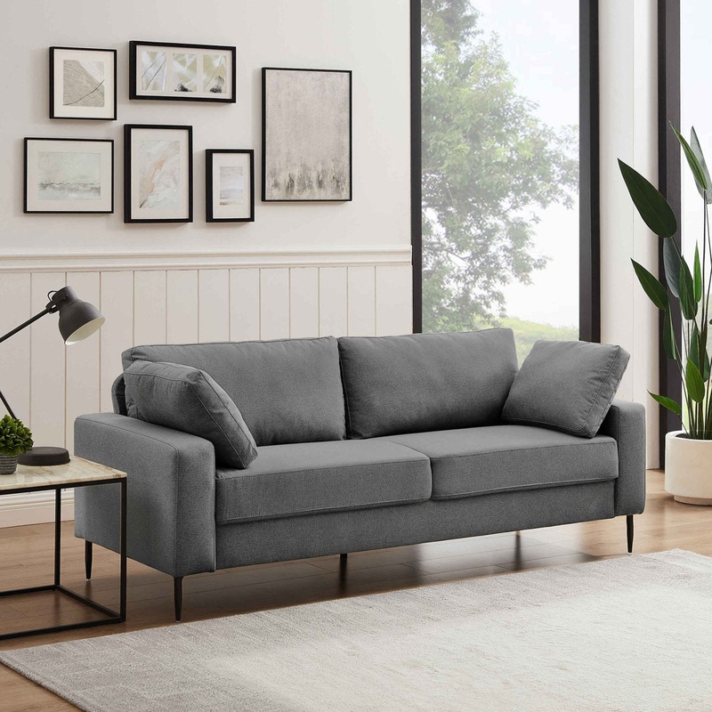 Jeses MINIMORE Modern Style Etta 84.3″ Mid-Century Modern Design Sofa Corrigan Studio Fabric: Gray Cotton Blend