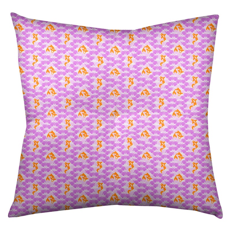 Katelyn Elizabeth Koi Fish Waves Floor Pillow ArtVerse Color: Purple Size: 30 x 30