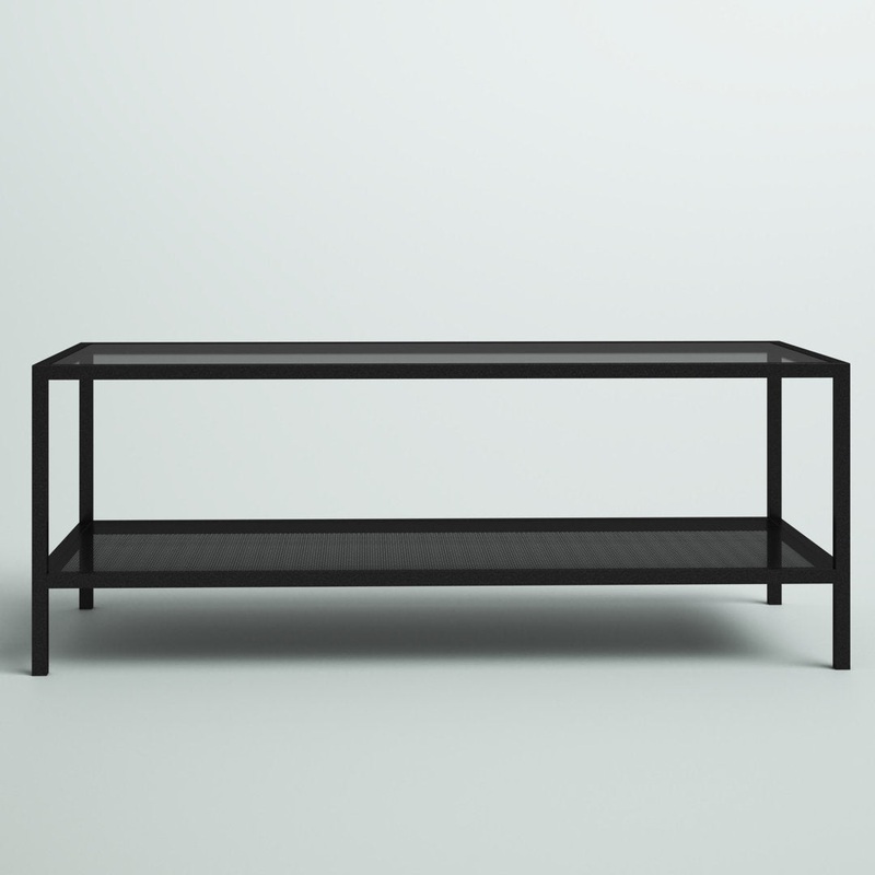 Chiang 4 Legs Coffee Table with Storage Zipcode Design Table Base Color: Blackened Bronze Size: 17″ H x 45″ L x 20″ W