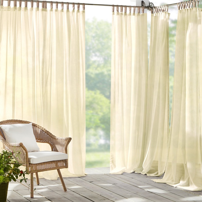 Janig Solid Sheer Tab Top Single Indoor/Outdoor Curtain Panel Gracie Oaks Curtain Color: Natural Size per Panel: 52″W x 84″L