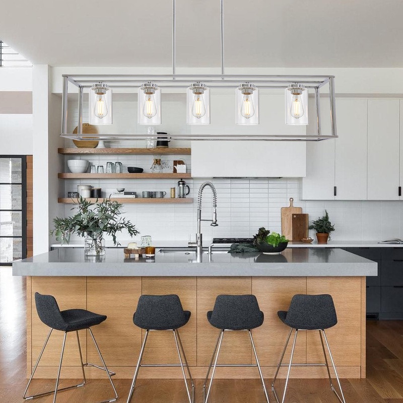 Lafrance 5 – Light Kitchen Island Square/Rectangle Pendant 17 Stories Finish: Chrome