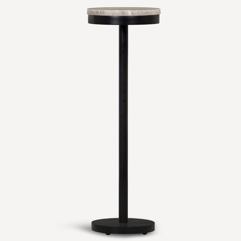 Sleek Brass-Plated Stone Cocktail Table – Ebony