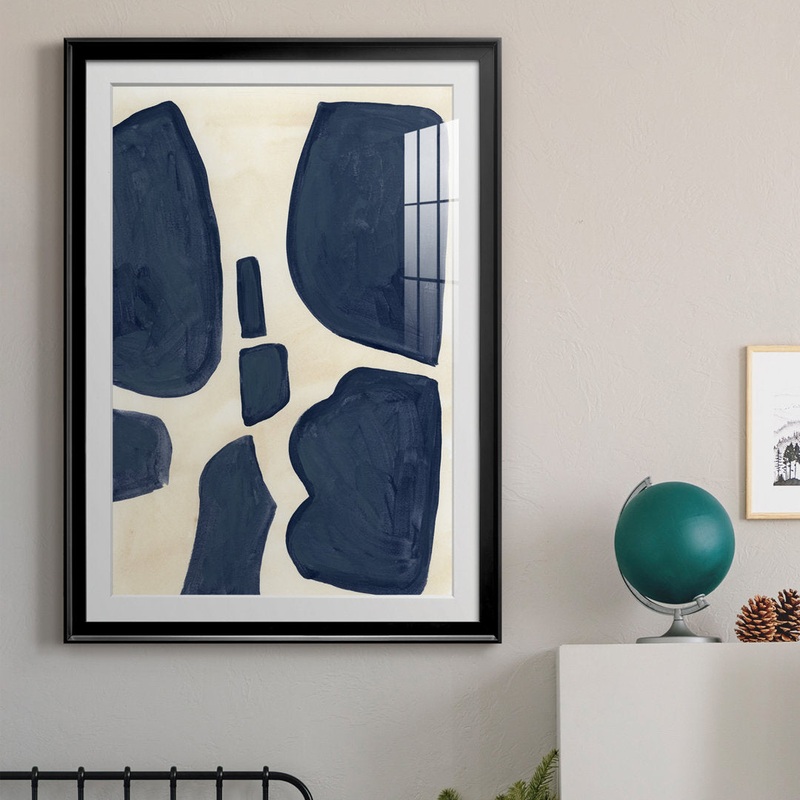 Blue Pieces II – Picture Frame Print Orren Ellis Size: 42.5″ H x 30.5″ W x 1″ D Format: Black