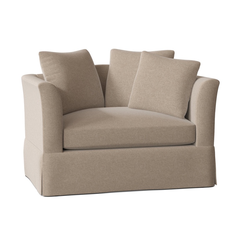 Charlene 50″ Wide Armchair Highland Dunes Body Fabric: Crafty Sand, Throw Pillow Fabric: Crafty Portobello