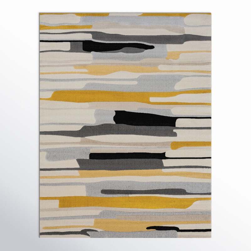 Dimond Striped Mustard/Gray/Beige Area Rug Wade Logan Rug Size: Rectangle 3’11” x 5’7″