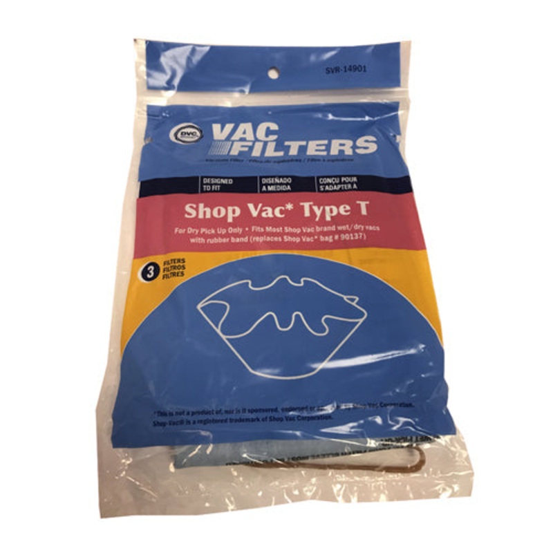 DVC Shop Vac Type T Vacuum Filters – 3 Pack