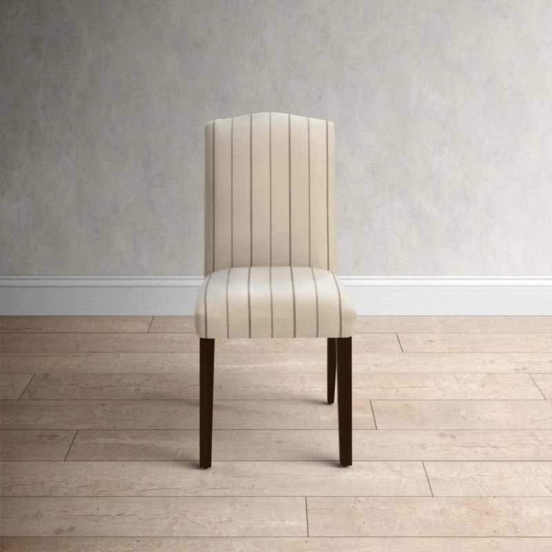 Estrela Upholstered Dining Chair Birch Lane Upholstery Color: Tulum Blue Oga, Leg Color: Black Wood