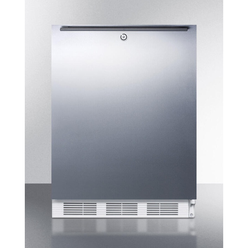 Summit FF6LBI7SSHHADA Ada Compliant Commercial All-Refrigerator For Built-In General Purpose Use, Auto Defrost W/Lock, Ss Wrapped Door, Horizontal Handle, And White Cabinet