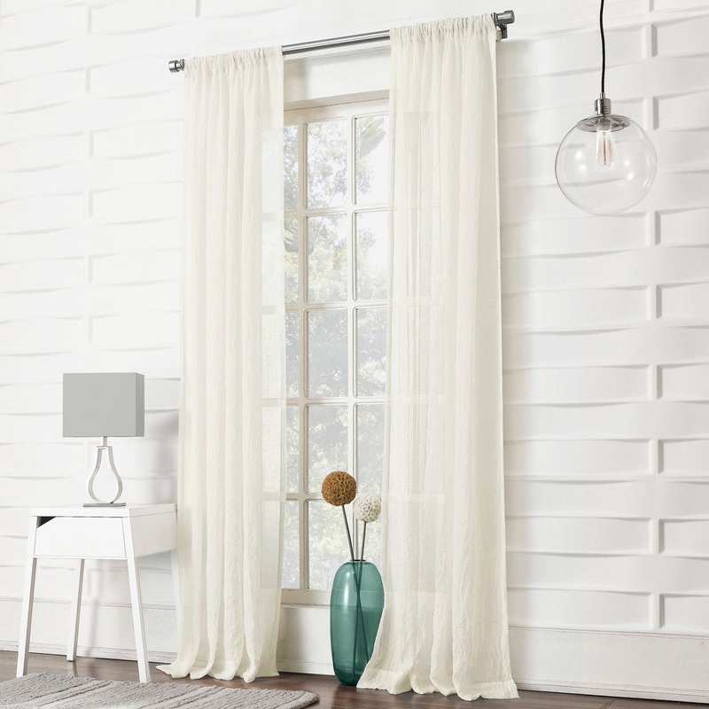 Jaklyn Crushed Texture Semi-Sheer Rod Pocket Curtain Panel Gracie Oaks Curtain Color: Cream Size per Panel: 50″W x 84″L