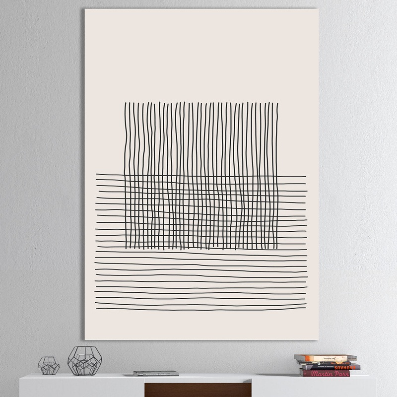 Minimal Geometric Lines and Squares V – Print East Urban Home Size: 32” H x 24” W x 1” D