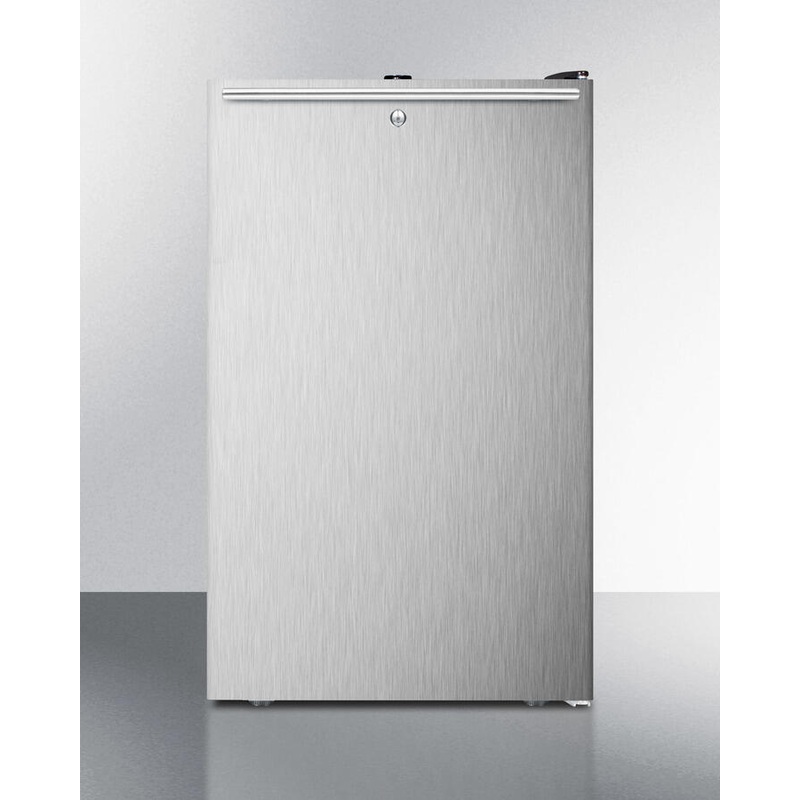 Summit FF521BLBI7SSHHADA Commercially Listed Ada Compliant 20″ Wide Built-In Undercounter All-Refrigerator, Auto Defrost W/Lock, Stainless Steel Door, Horizontal Handle, Black Cabinet