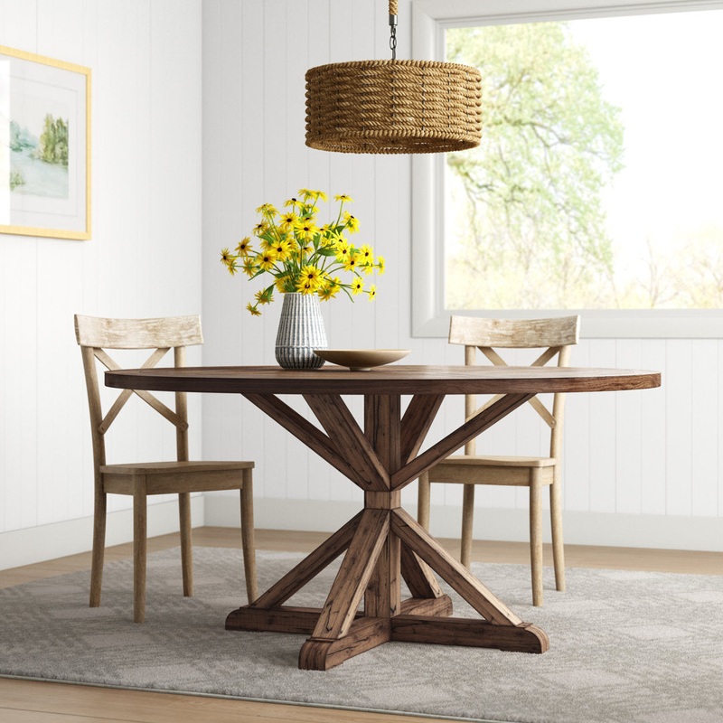 Ashbaugh Pedestal Dining Table Greyleigh Color: Brown Size: 54″ L x 54″ W