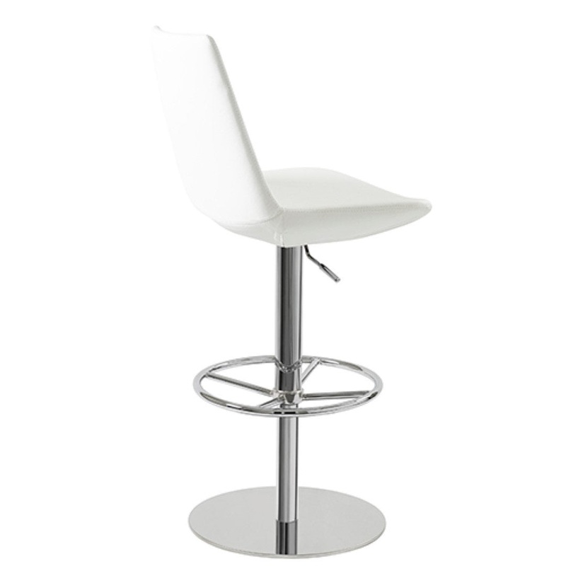 Shinkle Swivel Bar Stool Brayden Studio Leg Color: Stainless Steel, Seat Color: White Leatherette