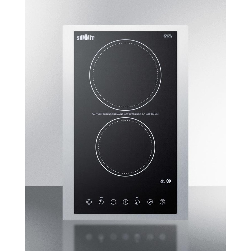 Summit CR2B23T3BTK15 15″ Wide 230v 2-burner Radiant Cooktop