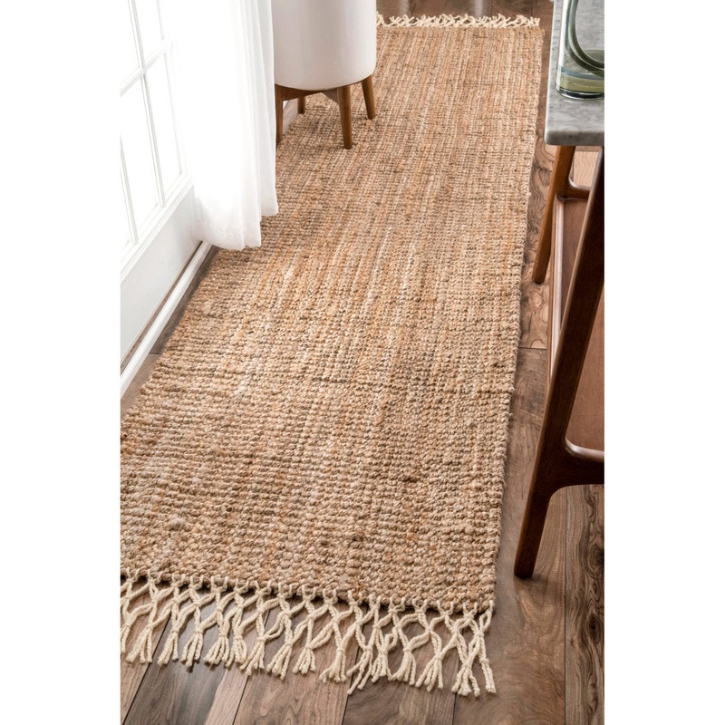 Werts Handmade Tufted Farmhouse Jute Tasseled Brown Rug Bay Isle Home Rug Size: Runner 2’6″ x 10′