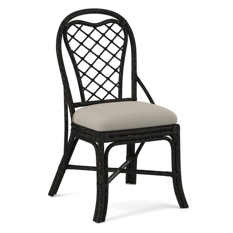 Trellis Back Side Dining Chair Braxton Culler Upholstery Color: White Performance Fabric; 0851-94, Frame Color: Antique Black
