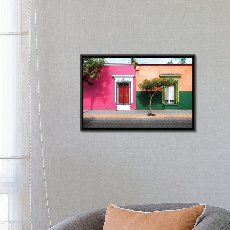 Viva Mexico! Series: Mexican Colorful Facades’ Photographic Print on Canvas East Urban Home Mat Color: No Mat Size: 18″ H x 26″ W x 1.5″ D Format: Black Framed Canvas