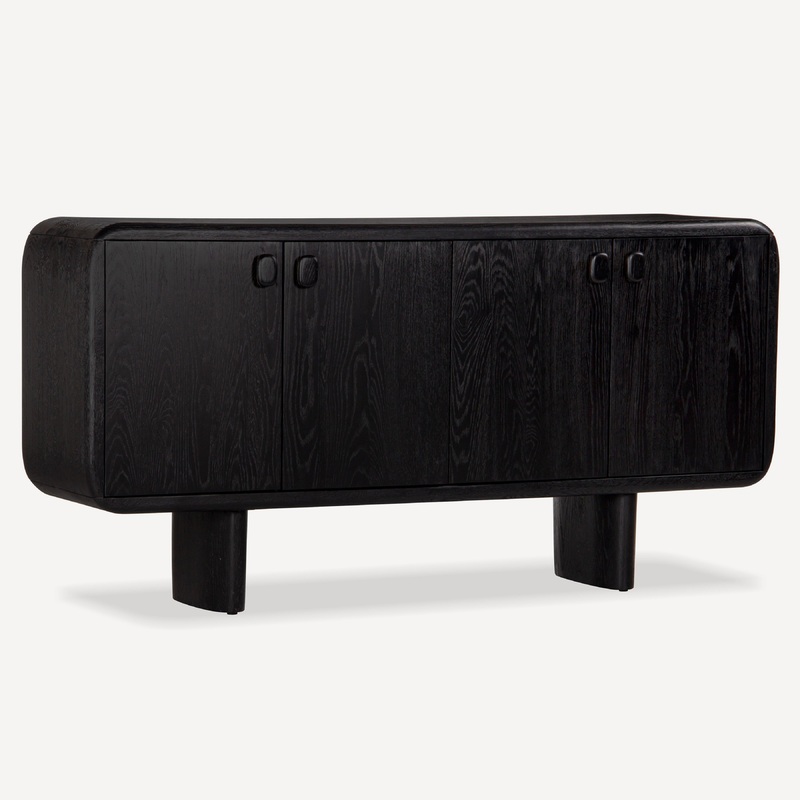 Monolithic White Oak Sculpture Sideboard – Charcoal Hues