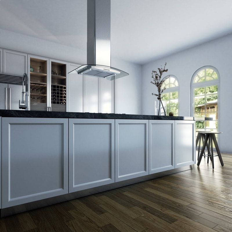 Xo Appliance XOMI42GC 42″ 600/395 Cfm Island Hood Stainless/Glass