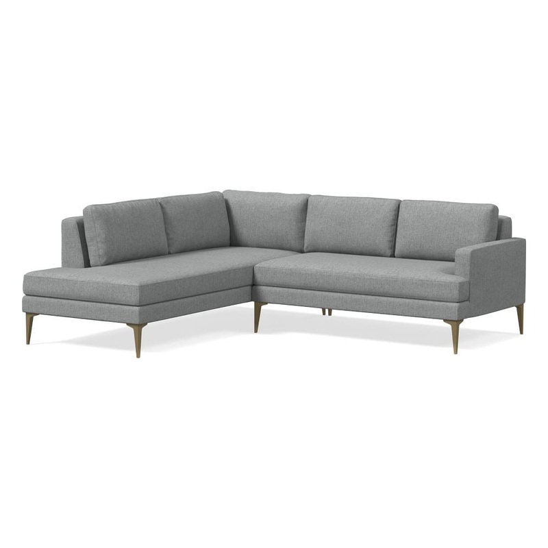 Andes Petite Sectional Set 56: RA 2 Seat Sofa – LA Terminal Chaise – Poly