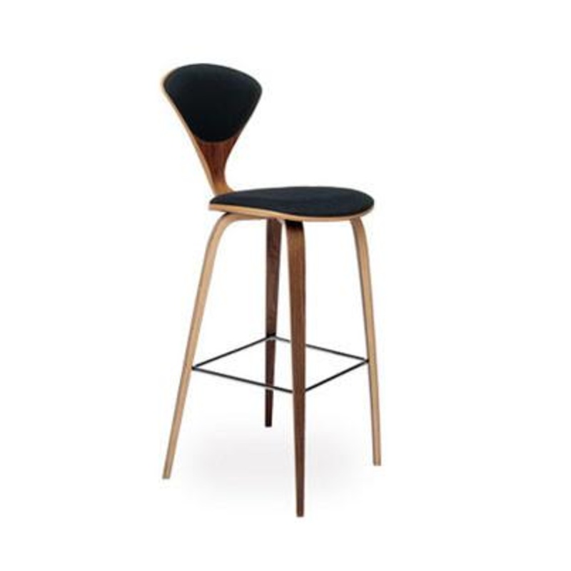 Cherner Wood Leg Stool – Upholstered Seat & Back