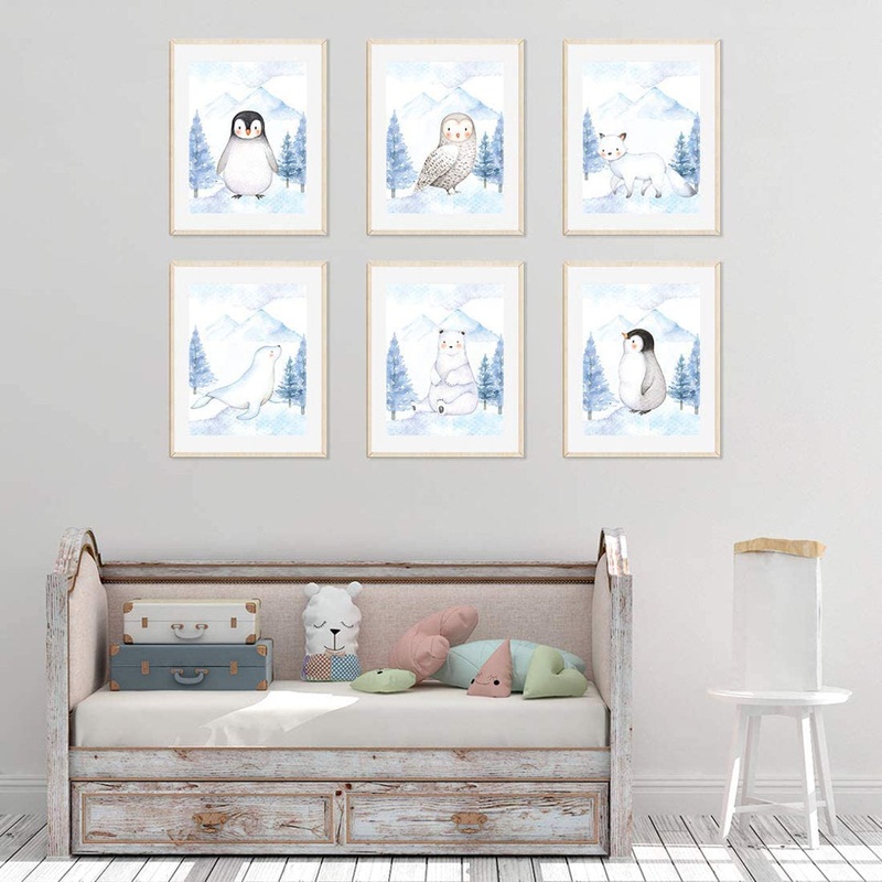Davlos Penguin, Owl, Winter Fox, Bear, Seal 6-Piece Set Paper Print Harriet Bee