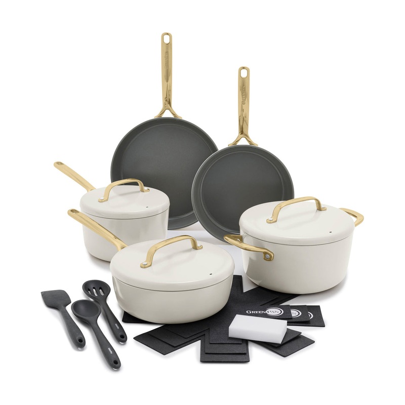 GP5 Nonstick 11-Piece Cookware Set with Champagne Handles