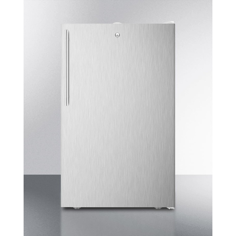 Summit FF511LBI7SSHVADA Commercially Listed Ada Compliant 20″ Wide Built-In Undercounter All-Refrigerator, Auto Defrost W/Lock, Stainless Steel Door, Thin Handle And White Cabinet