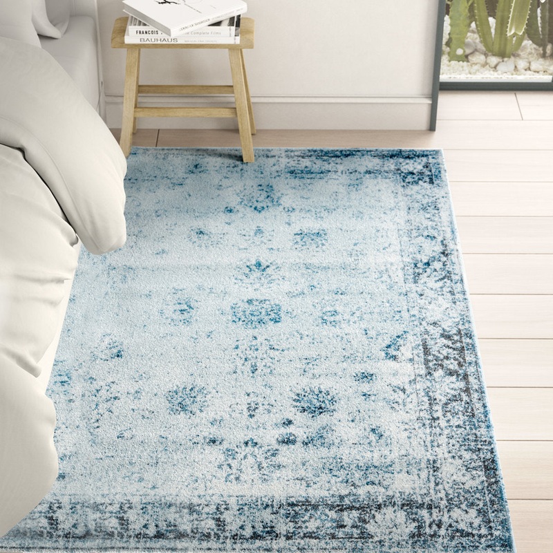 Brandt Abstract Light Blue/Navy Area Rug Mistana Rug Size: Rectangle 6’1″ x 9′