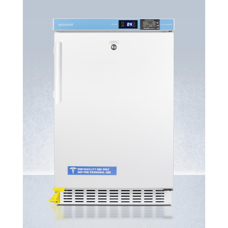 Summit ACR45LCALSTO Pharmacy Series Ada Compliant 20″ Wide Built-In Undercounter All-Refrigerator For Vaccine Storage, Frost-Free With A Step-To-Open Door Pedal, Internal Fan, External Digital Controls And Nist Calibrated Thermometer, And Lock