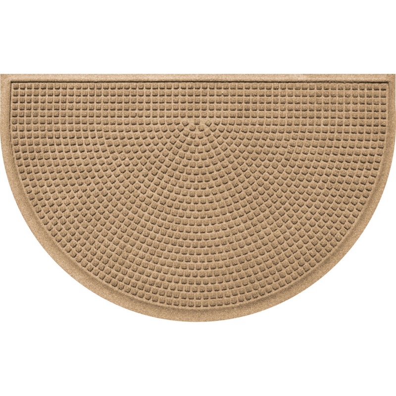 WaterHog Squares Indoor Outdoor Door Mat Matterly Color: Camel Mat Size: Semi-Circle 2′ x 3’3″